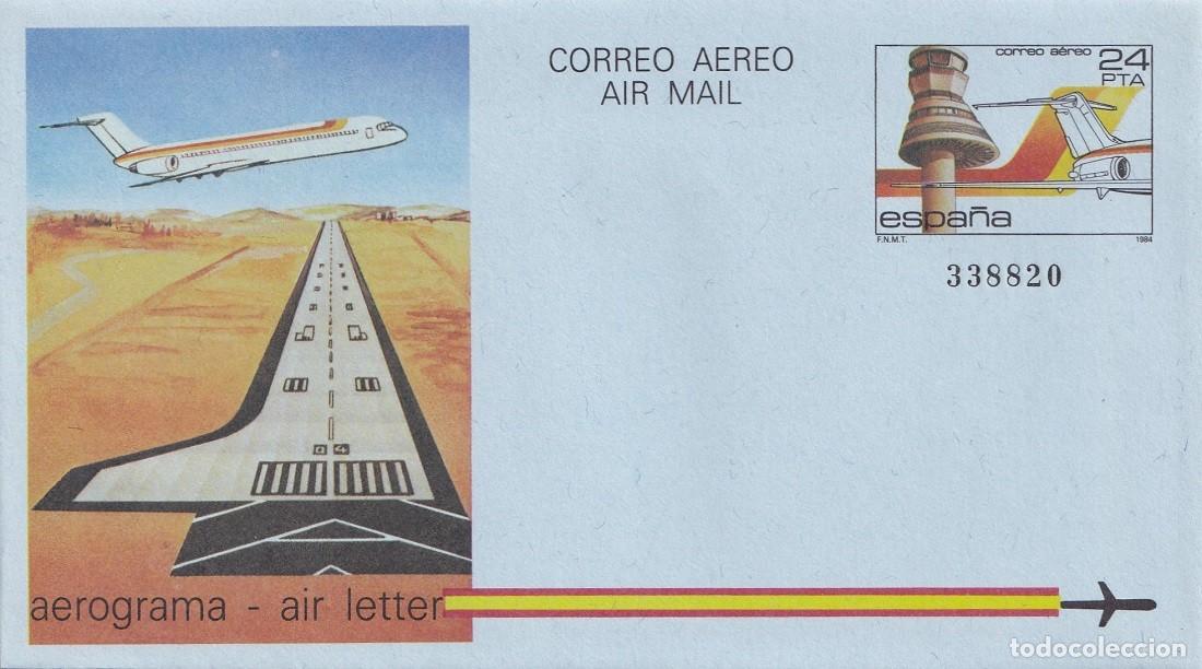 Sellos: Aerograma Espa&ntilde;a 1984 Edifil 206 Torres Control y Medios Auxiliares Vuelo Aeropuerto Vitoria Foronda