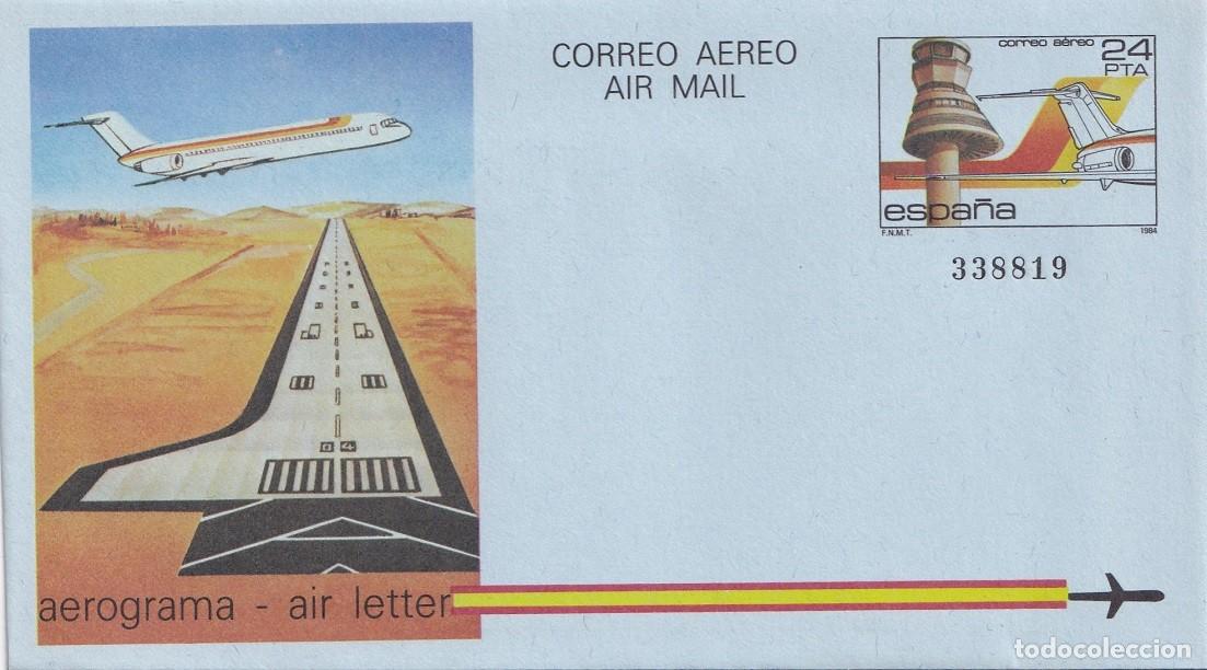Sellos: Aerograma Espa&ntilde;a 1984 Edifil 206 Torres Control y Medios Auxiliares Vuelo Aeropuerto Vitoria Foronda