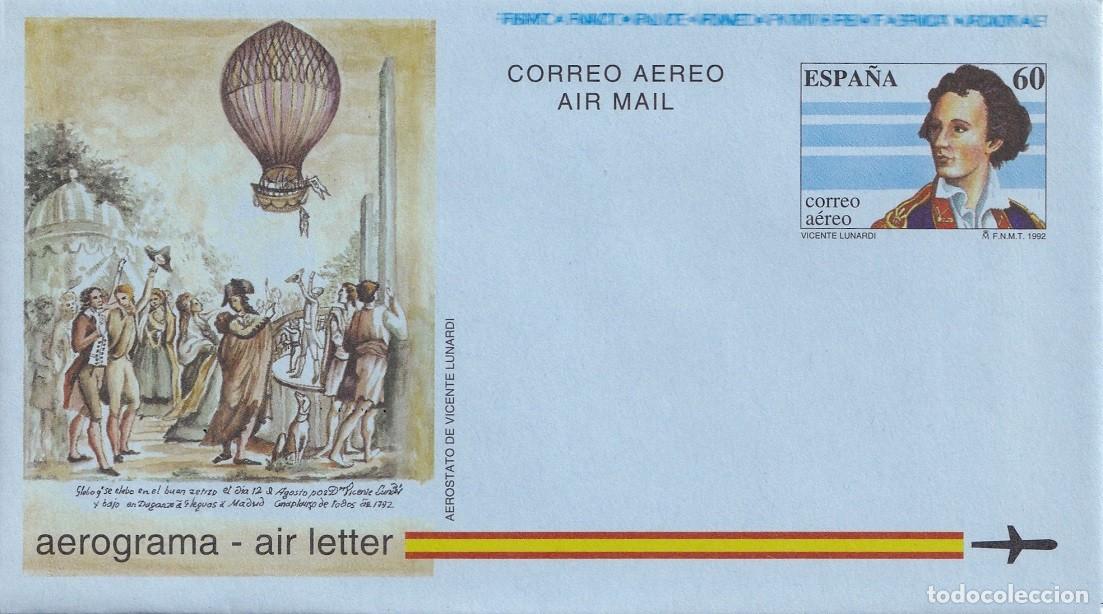 Sellos: Aerograma Espa&ntilde;a 1992 - Edifil 218 - Bicentenario Vicente Lunardi 1792-1992 - Globo Aerost&aacute;tico