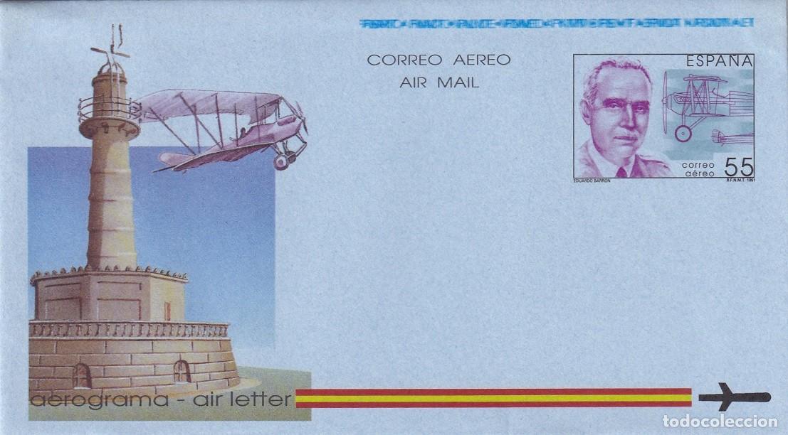 Sellos: Aerograma Espa&ntilde;a 1991 - Eduardo Barr&oacute;n y Ramos de Sotomayor Edifil 216 - Aeroplano Flecha (bombardeo