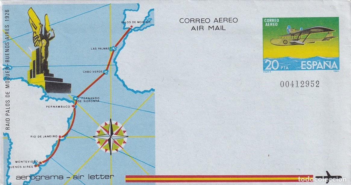 Sellos: Aerograma Espa&ntilde;a 1981 Edifil 208 - 55 Aniversario Raid Palos de Moguer-Buenos Aires Vuelo Plus Ultra