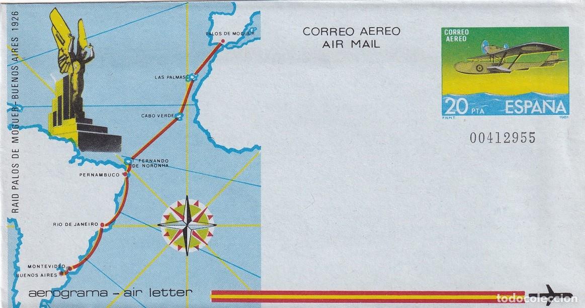 Sellos: Aerograma Espa&ntilde;a 1981 Edifil 208 - 55 Aniversario Raid Palos de Moguer-Buenos Aires Vuelo Plus Ultra