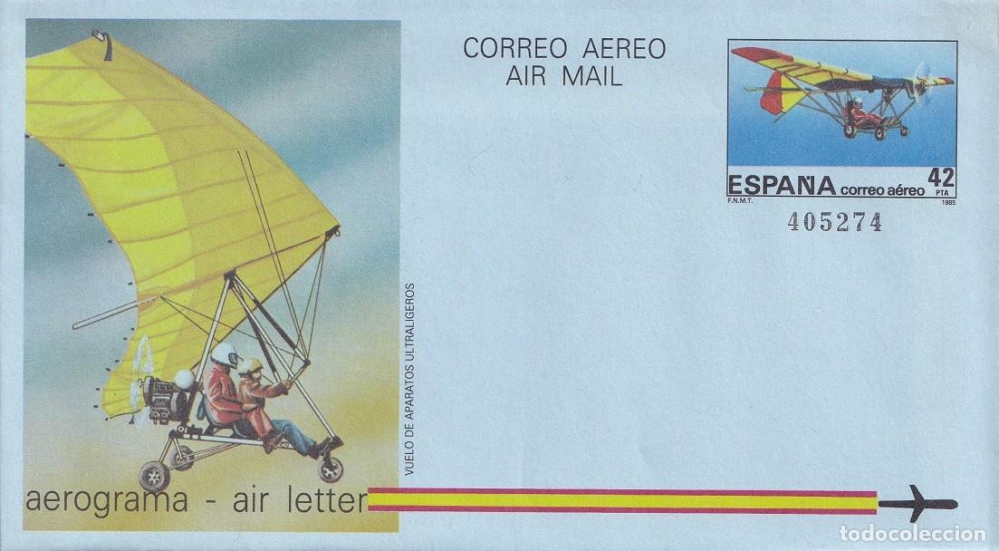 Sellos: Aerograma Espa&ntilde;a 1985 - Vuelo de Aparatos Ultraligeros - Edifil 210 - Aviaci&oacute;n deportiva Ultraligero