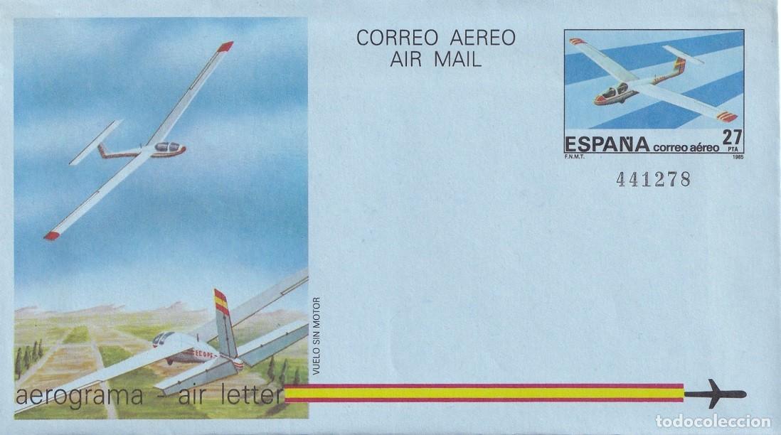 Sellos: Aerograma Espa&ntilde;a 1985 - Vuelo sin Motor (Veleros) - Edifil 209 - Planeadores - Modelo entrenamiento