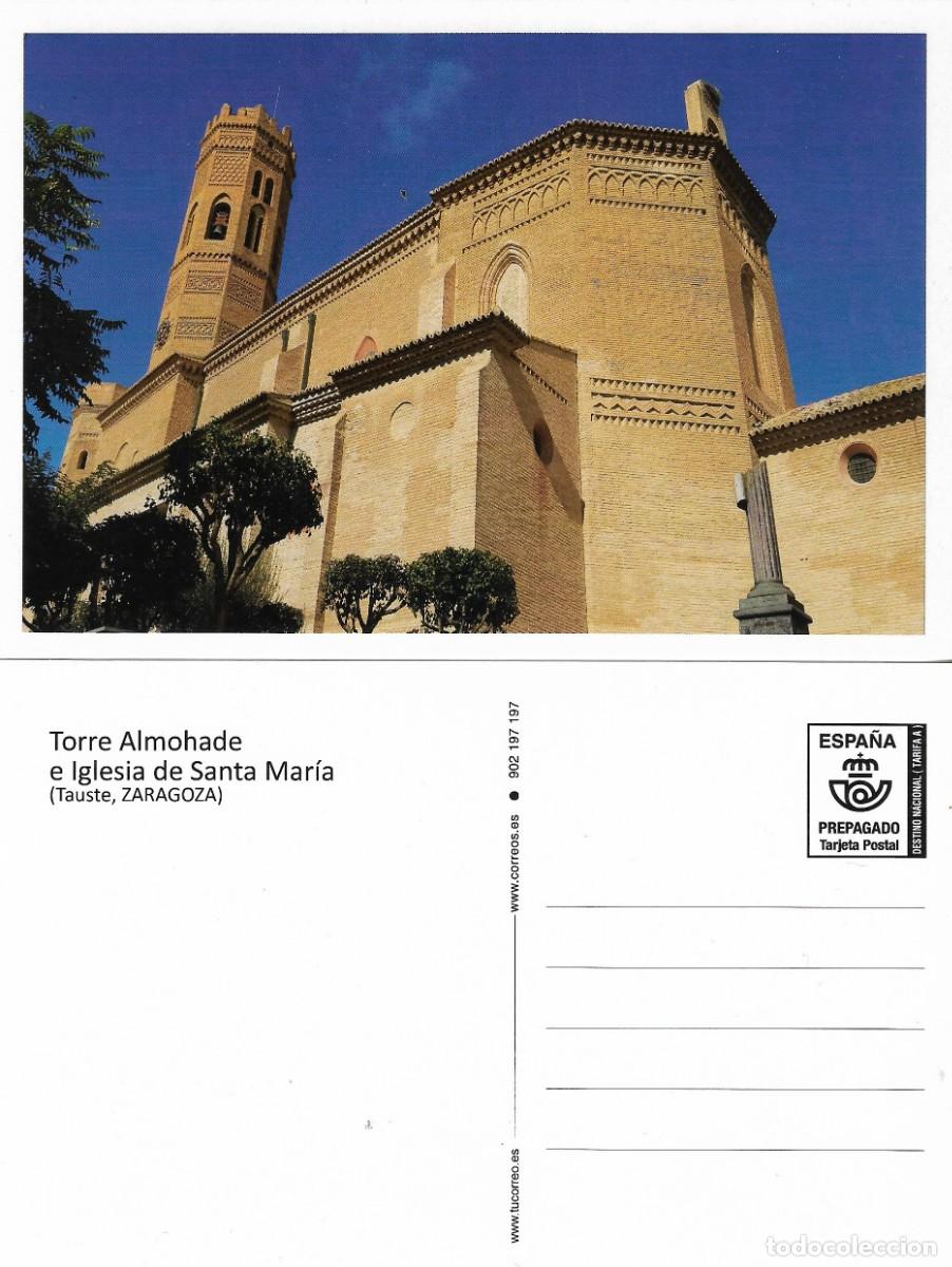Sellos: ESPA&Ntilde;A. TARJETA PREFRANQUEADA. IGLESIA DE SANTA MARIA. TAUSTE (ZARAGOZA)