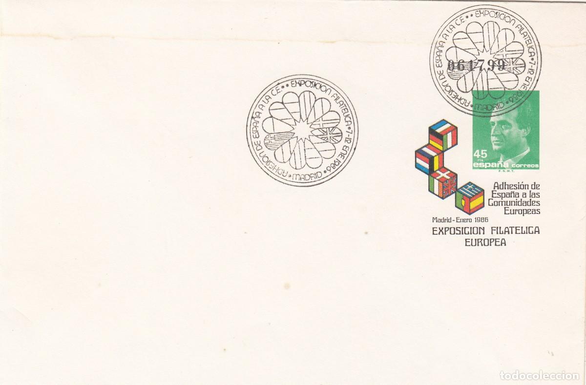 Sellos: 1986 MATASELLOS EXPOSIC . PRIMER DIA SOBRE ENTERO POSTAL EXPOSICI&Oacute;N FILAT&Eacute;LICA EUROPEA - MADRID