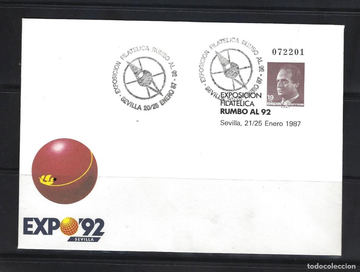 Sellos: SOBRE ENTERO POSTAL ESPA&Ntilde;A 1987 N&ordm;6 SEVILLA 87 EXPO 92