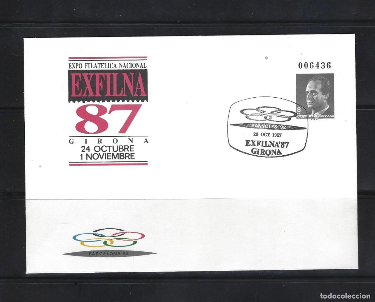 Sellos: SOBRE ENTERO POSTAL ESPA&Ntilde;A 1987 N&ordm;10 EXFILNA 87 GIRONA OLIMPIADAS BANYOLES 92