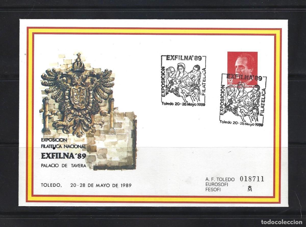 Sellos: SOBRE ENTERO POSTAL ESPA&Ntilde;A 1989 N&ordm;13 EXFILNA 89 TOLEDO