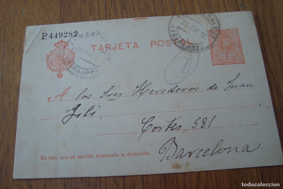 Sellos: ANTIGUO ENTERO POSTAL MARIANO PARCERISAS. MISIONEROS HIJOS CORAZON. ALMENDRALEJO BADAJOZ 1912