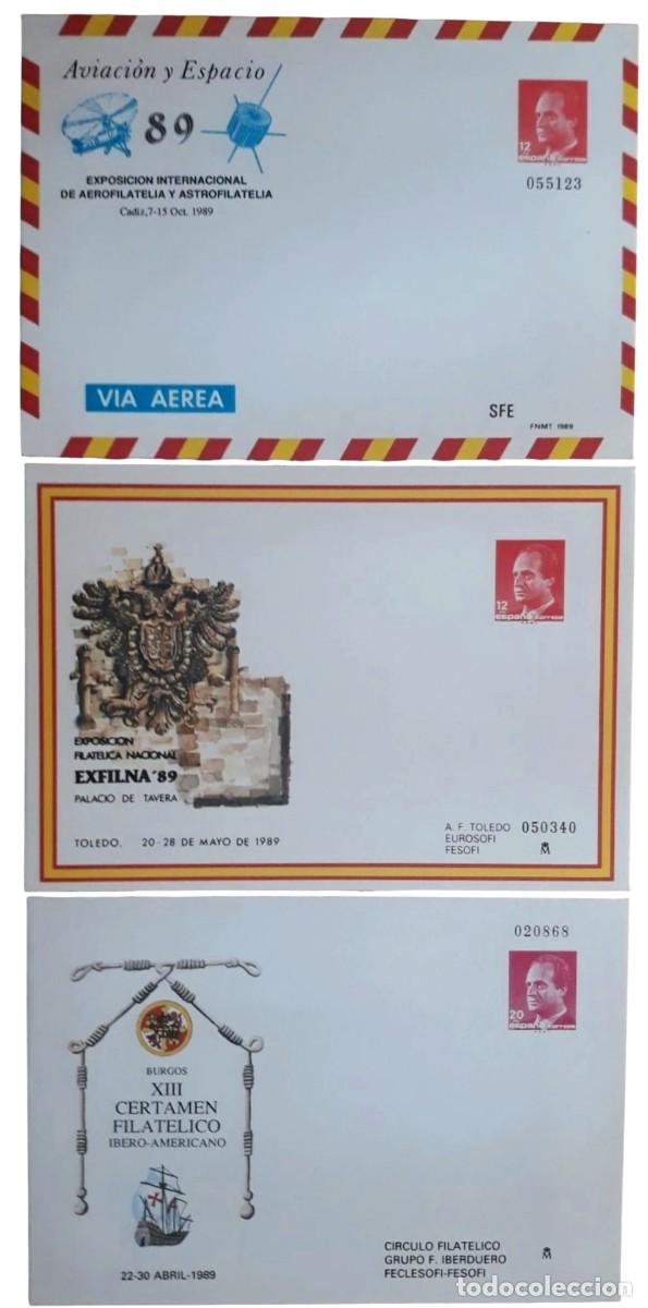 Sellos: ESPA&Ntilde;A 1989 LOTE DE 3 ENTERO POSTALES N.⁰ 12-13-14. NUEVOS Y PERFECTOS.
