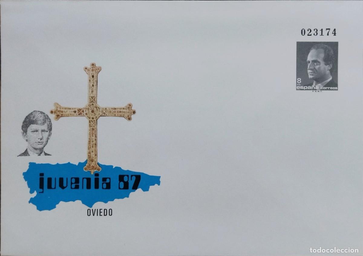 Sellos: ESPA&Ntilde;A 1987. SOBRE ENTERO POSTAL JUVENIA'87 OVIEDO CONMEMORATIVO OFICIAL