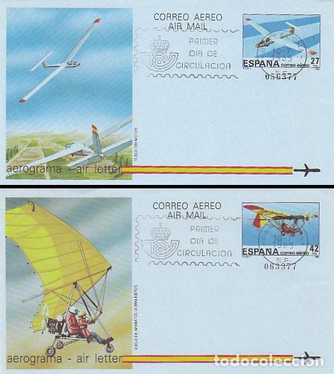 Sellos: Aerograma Edifil 209/10 (A&Ntilde;O 1985) UKLTRALIGERO Y VELERO ,PRIMER DIA