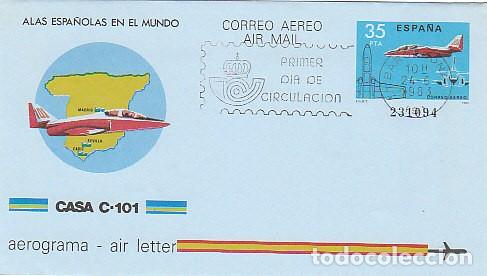 Sellos: AEROGRAMA EDIFIL 206 (A&Ntilde;O 1983) AVION CASA C-101