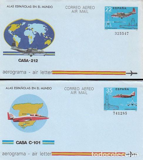 Sellos: AEROGRAMA EDIFIL 205/6 (A&Ntilde;O 1983) AVIONES CASA C-101 Y C-212, SERIE COMPLETA