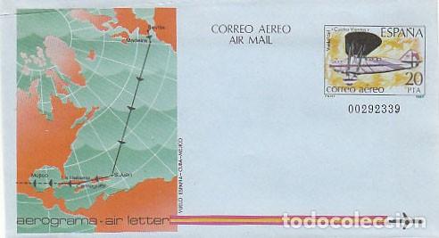 Sellos: AEROGRAMA EDIFIL 203 (A&Ntilde;O 1982) VUELO DEL AVION CUATRO VIENTOS