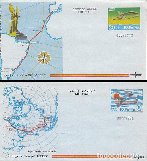 Sellos: AEROGRAMA EDIFIL 201/2 (A&Ntilde;O 1981) , RAID PALOS DE MOGUER.BUENOS AIRES Y MADRID-MANILA EN 1926