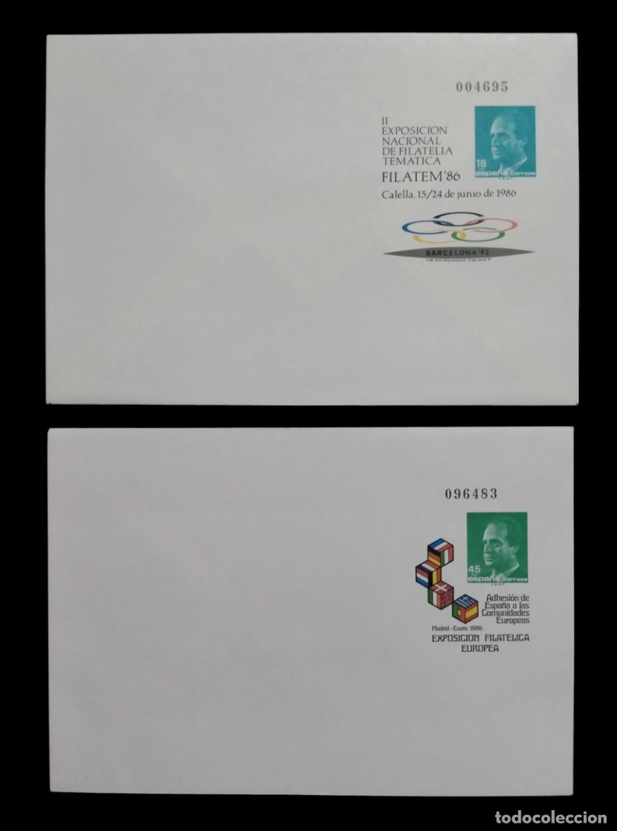 Sellos: ESPA&Ntilde;A 1986 2 SOBRES ENTERO POSTALES. EXPOSICI&Oacute;N FILATELICA EUROPEA - FILATEM'86.