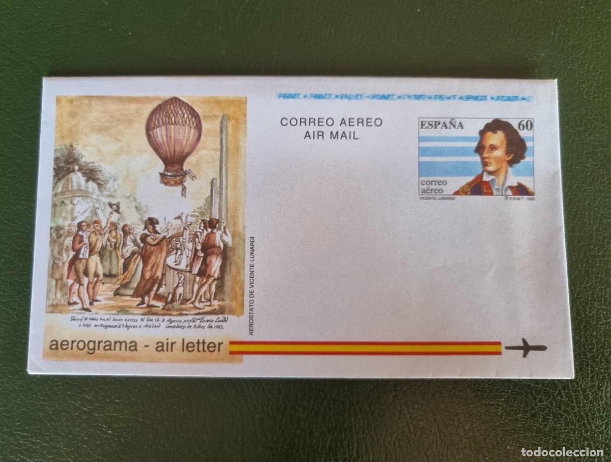 Sellos: AEROGRAMA ESPA&Ntilde;A 1992 II CENTEN&Aacute;RIO VUELO EN GLOBO DE VICENTE LUNARDI EN 1792 EN MADRID SIN CIRCULAR