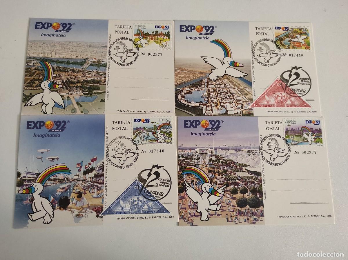 Sellos: Sellos Espa&ntilde;a 4 ENTERO POSTALES EXPO 92