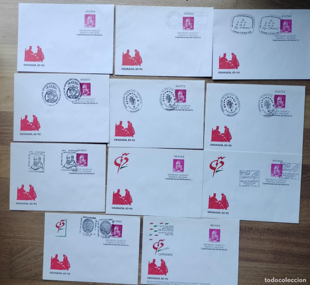 Sellos: LOTE DE 11 SOBRES ENTERO POSTALES DISTINTOS DE CAPITULACIONES DE SANTA FE NUM. 8