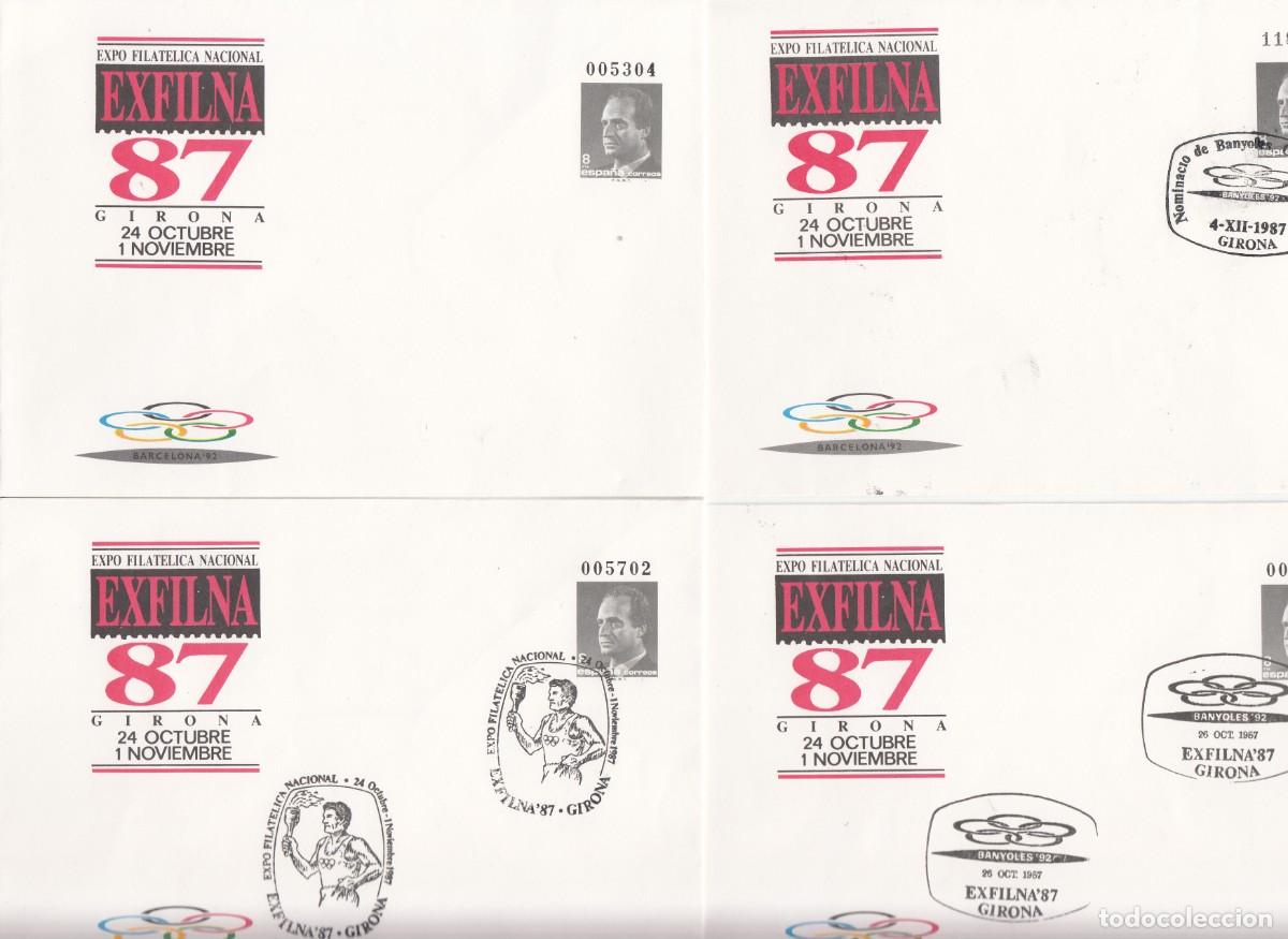 Sellos: 4 SOBRES ENTERO POSTALES NUEVO Y CON MATASELLOS DE EXFILNA 87 NUM. 10