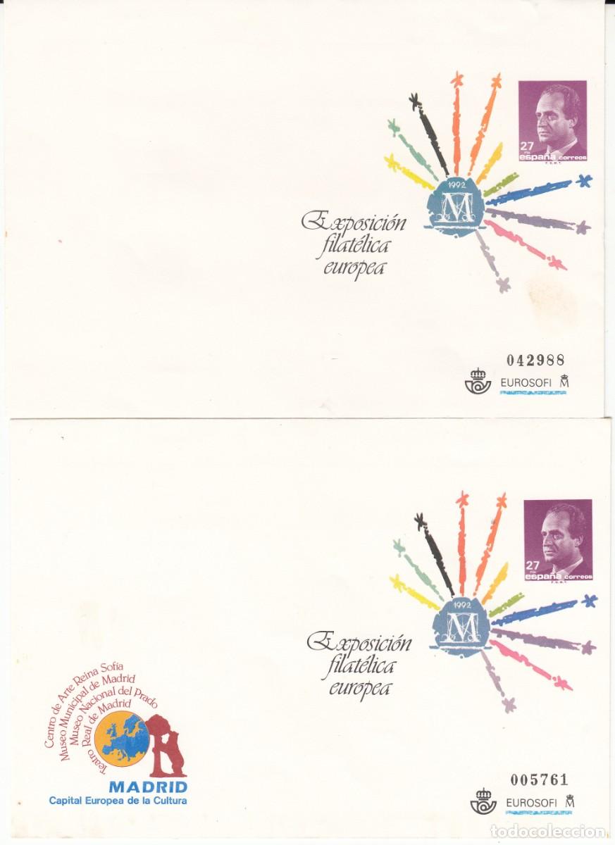 Sellos: 2 SOBRES ENTERO POSTALES NUEVOS EXPOSICI&Oacute;N FILAT&Eacute;LICA EUROPEA NUMS. 17 Y 18