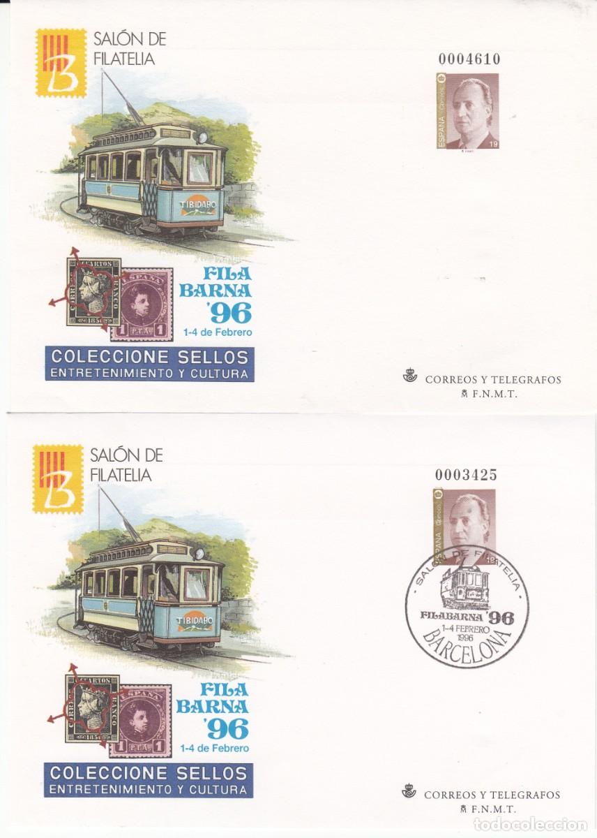 Sellos: TEM. TRENES - FERROCARRIL SOBRES ENTERO POSTALES NUEVO Y MATASELLOS DE FILABARNA 96 NUM.30