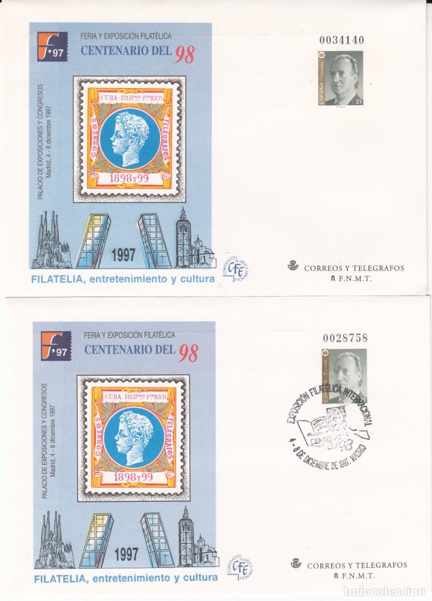 Sellos: 2 SOBRES ENTERO POSTALES NUEVO Y CON MATASELLOS CENTENARIO DEL 98 NUM. 43