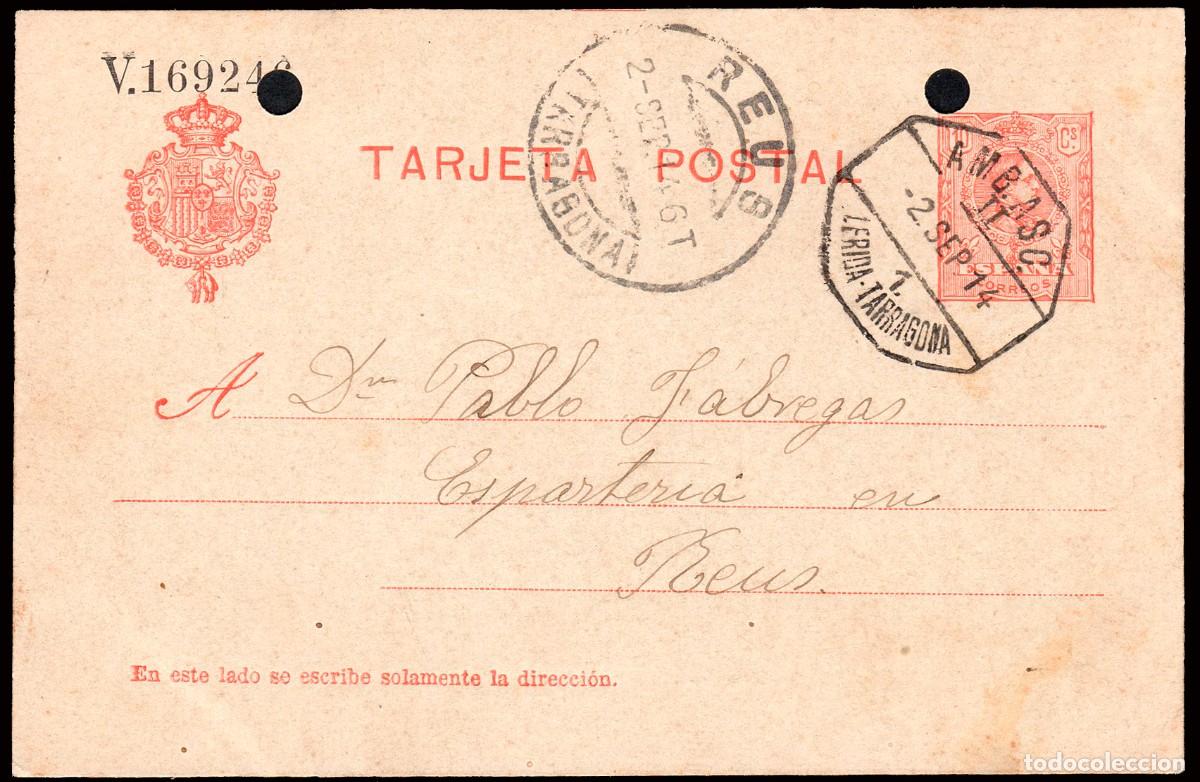 Sellos: L&eacute;rida - Edi o EP 49 - Entero postal fechado en Vimbodi Mat &rdquo;AMB. Ascd II 2/Sep./14 - 1 ...