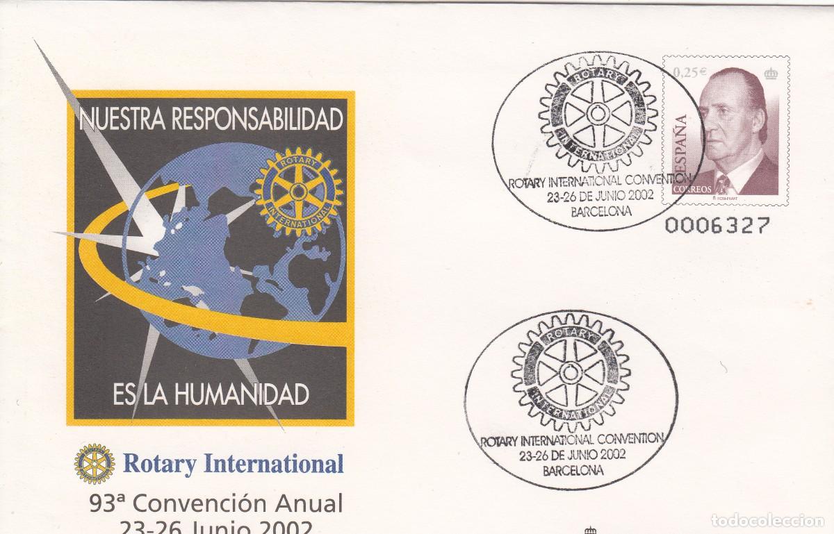 Sellos: SOBRE ENTERO POSTAL ROTARY INTERNACIONAL - BARCELONA - 2002 NUM 80 CON MATASELLOS