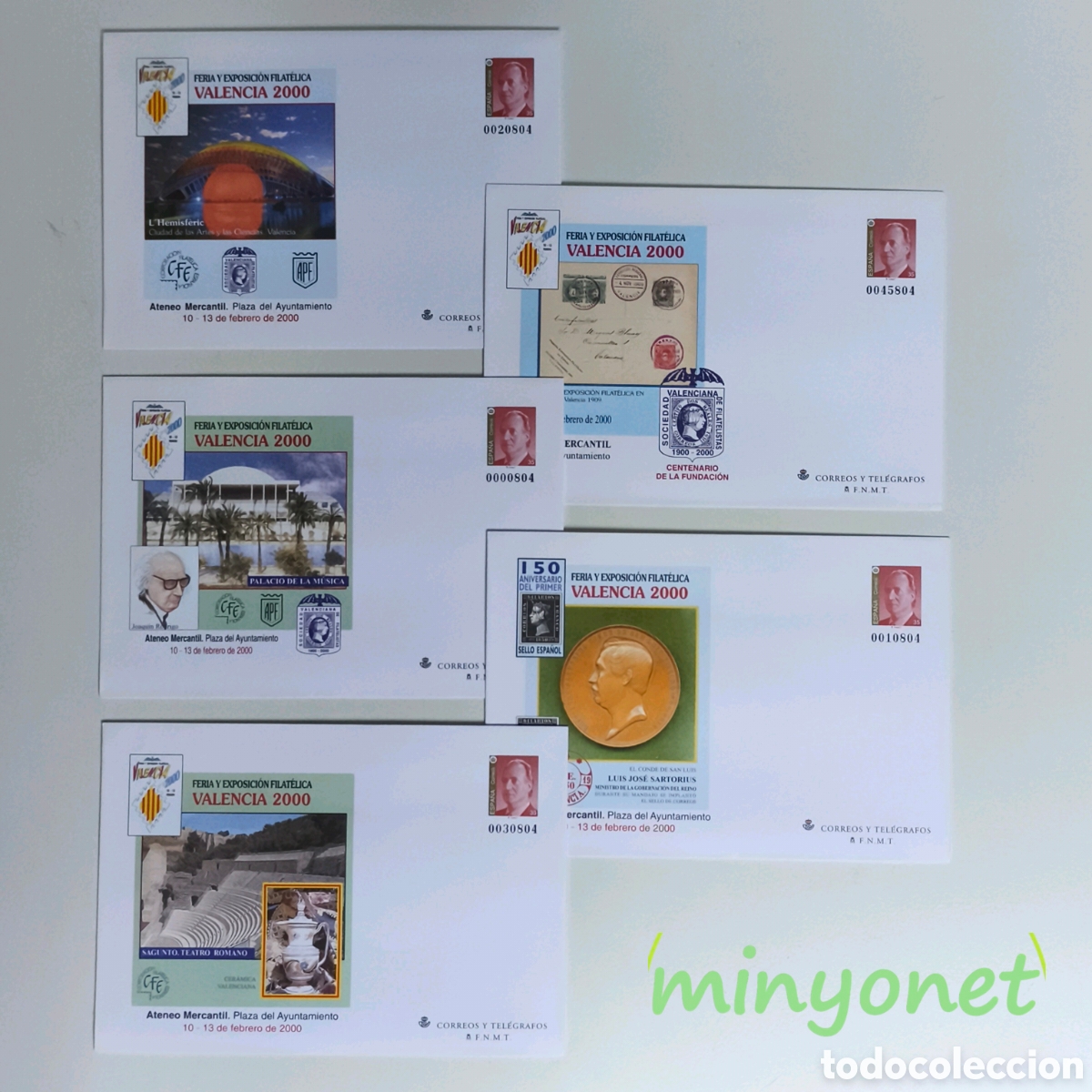 Sellos: 5 sobres Entero postales Valencia 2000 - 58