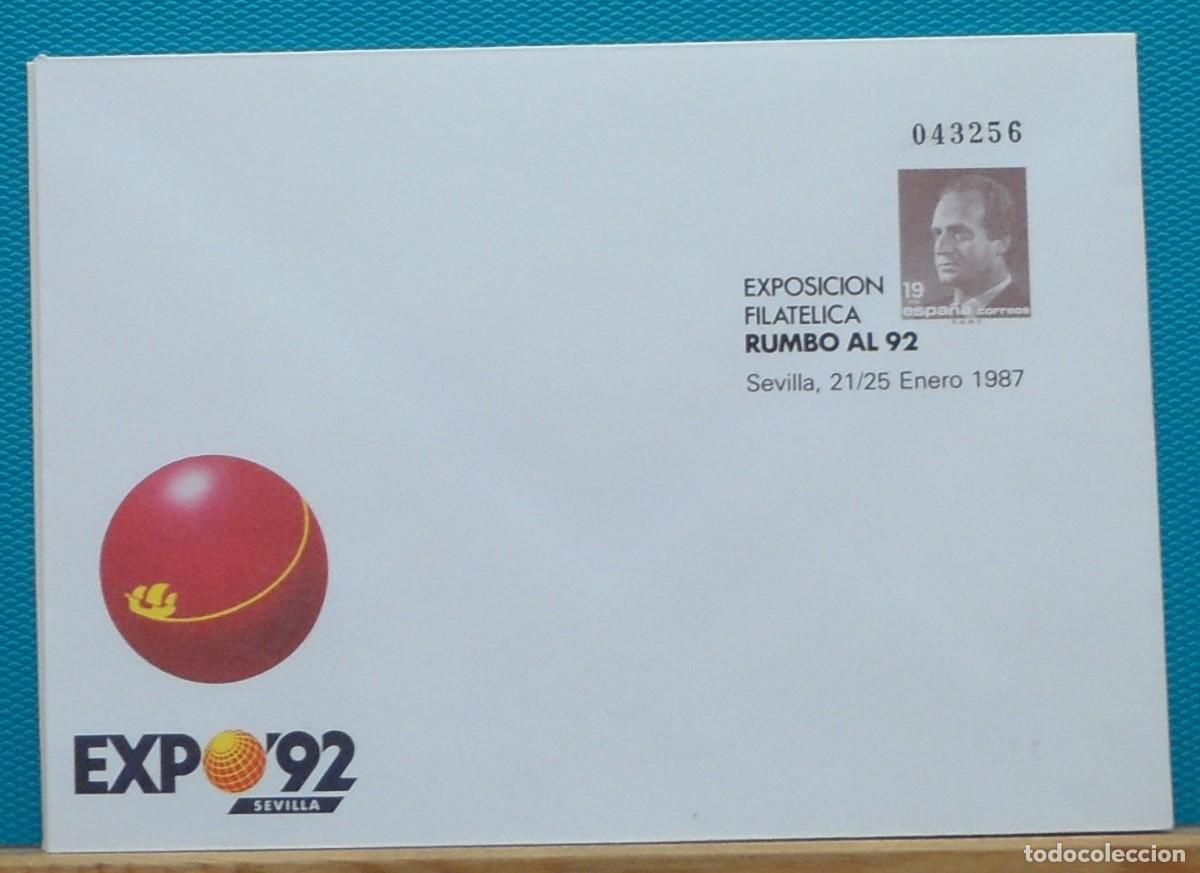 Sellos: 1987-ESPA&Ntilde;A-SOBRES ENTERO POSTALES-VER FOTO-N&ordm;6-EXPO.RUMBO AL 92-SEVILLA