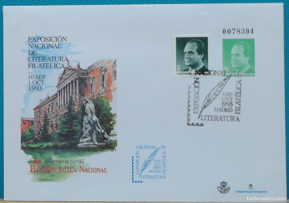 Sellos: 1993-ESPA&Ntilde;A-SOBRES ENTERO POSTALES-VER FOTO-N&ordm;19-EXPO.NACIONAL DE LITERATURA FILATELICA-MADRID