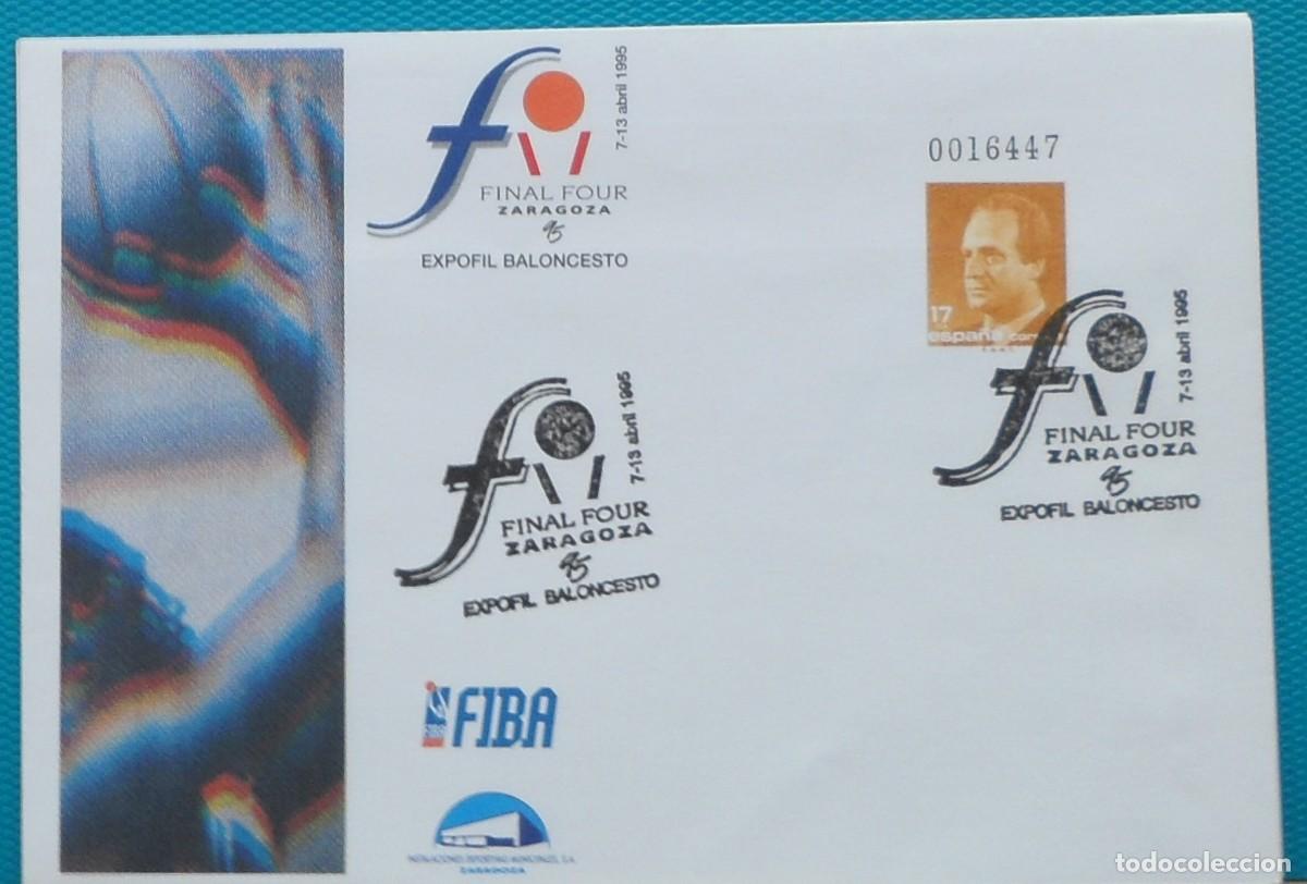 Sellos: 1995-ESPA&Ntilde;A-SOBRES ENTERO POSTALES-VER FOTO-N&ordm;26-EXPOFIL BALONCESTO-ZARAGOZA