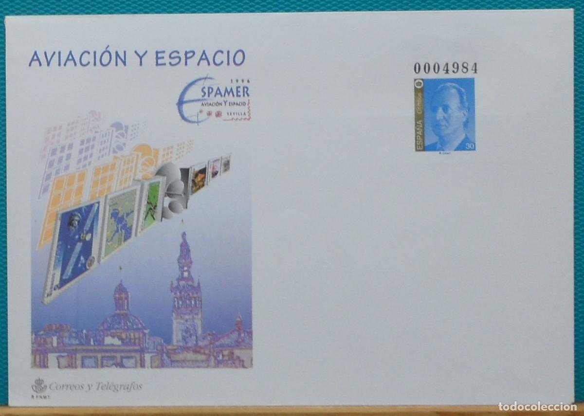 Sellos: 1996-ESPA&Ntilde;A-SOBRES ENTERO POSTALES-VER FOTO-N&ordm;34-AVIACION Y ESPACIO-SEVILLA