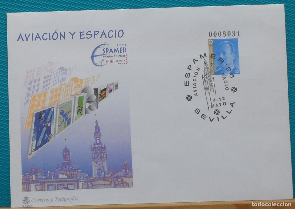 Sellos: 1996-ESPA&Ntilde;A-SOBRES ENTERO POSTALES-VER FOTO-N&ordm;34-AVIACION Y ESPACIO-SEVILLA