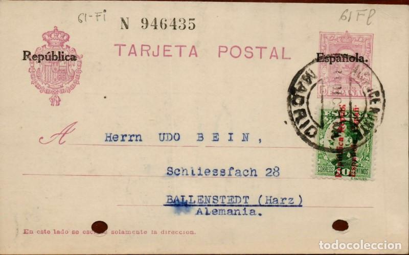 Sellos: FA4633. Tarjeta postal dirigida de Madrid a Ballenstedt (Alemania)