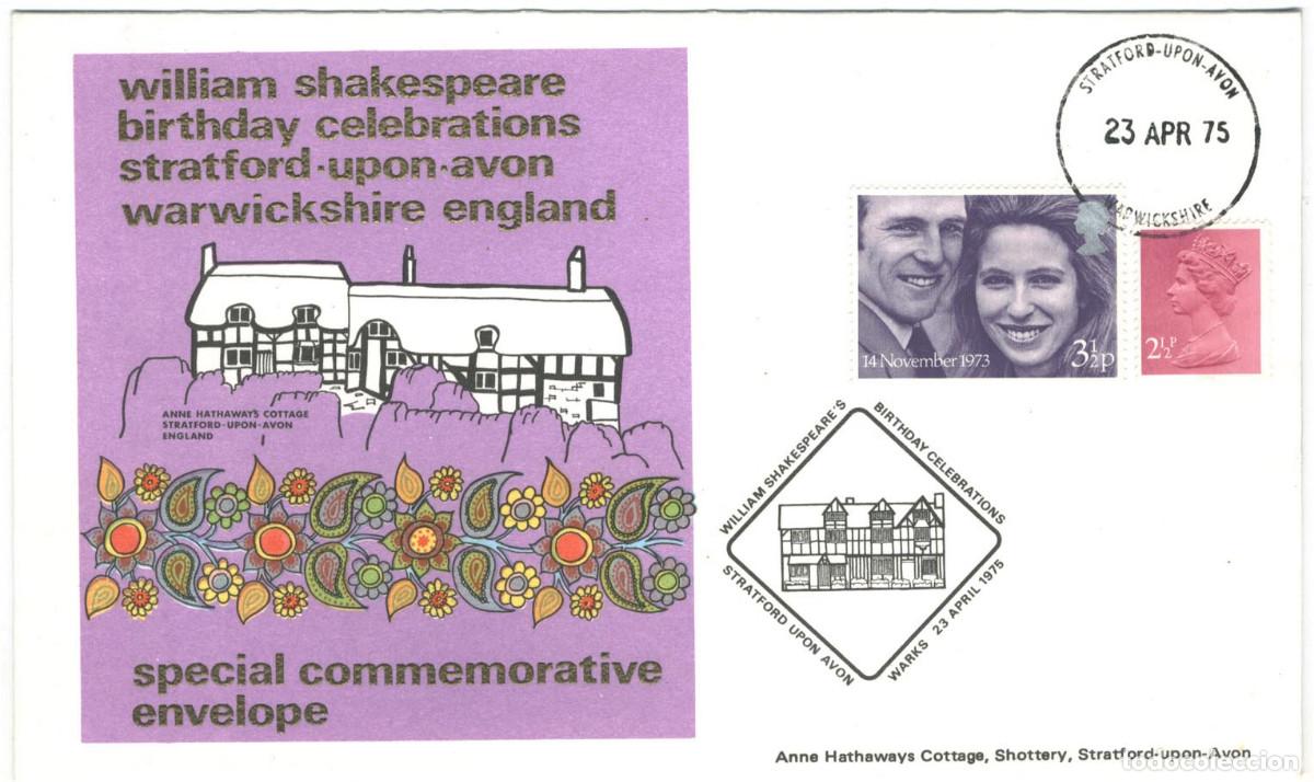 Sellos: Anne Hathaways Cottage (Stratford-Upon-Avon - Warwickshire. 23/IV/1975)_Tiatsa Philatelic; 7504-2 d