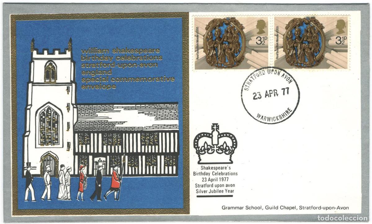 Sellos: Grammar School (Stratford-Upon-Avon - Warwickshire. 23 April 1977)_Tiatsa Philatelic Centre; 7704-9
