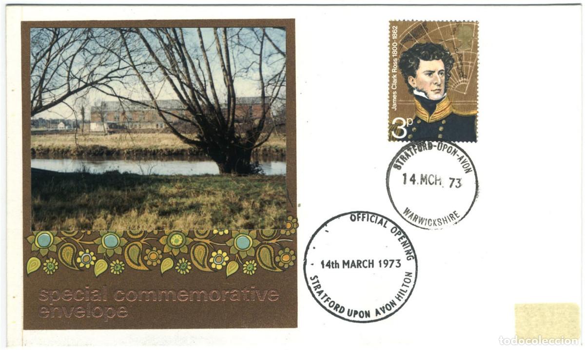 Sellos: England Special Commemorative Envelope (Stratford-Upon-Avon. 14 March 1973)