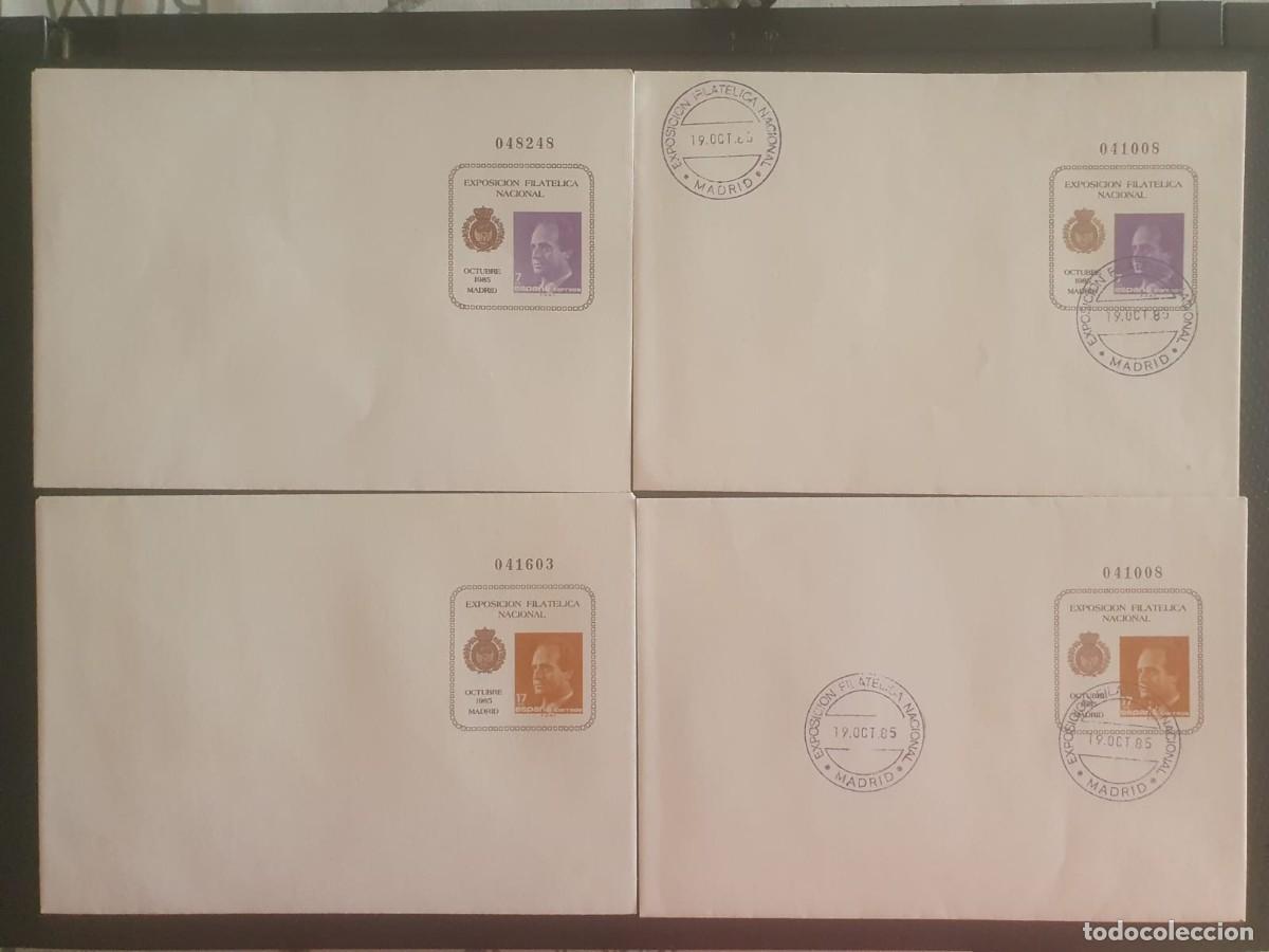 Sellos: SOBRES ENTERO POSTALES EDIFIL 1 + 2 (*) + SELLO PRIMER DIA ESPA&Ntilde;A 1985