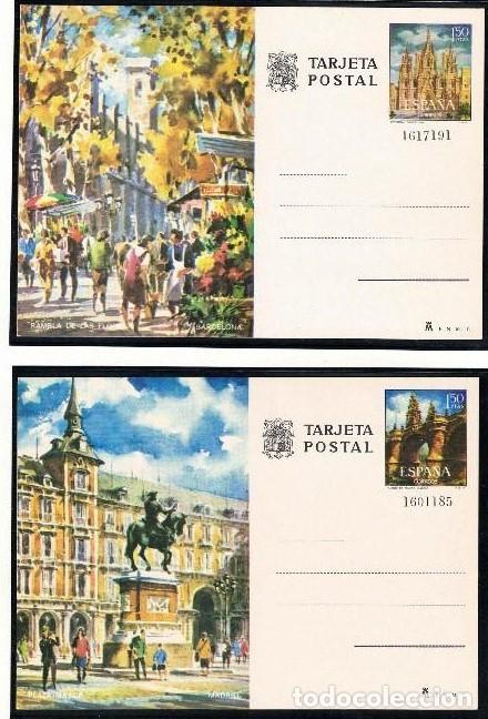 Sellos: 1973-TARJETAS ENTERO POSTALES-VER FOTO-N&ordm;101/4-TURISMO-BARCELONA-MADRID-CORDOBA-ZARAGOZA