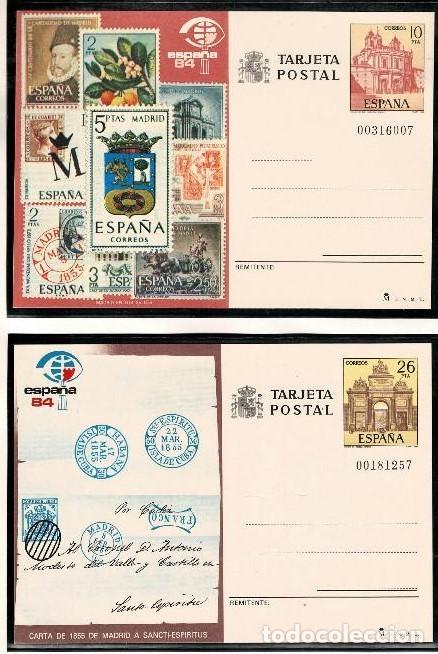 Sellos: 1984-TARJETAS ENTERO POSTALES-VER FOTO-N&ordm;135/6 EXPO.MUNDIAL DE FILATELIA ESPA&Ntilde;A 84