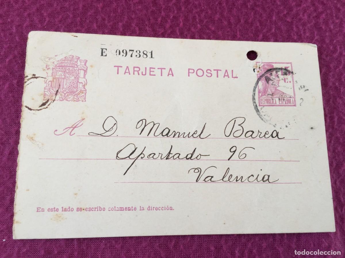 Sellos: TARJETA / ENTERO POSTAL DE 1932 DE ALGEMESI A VALENCIA - REPUBLICA ESPA&Ntilde;OLA