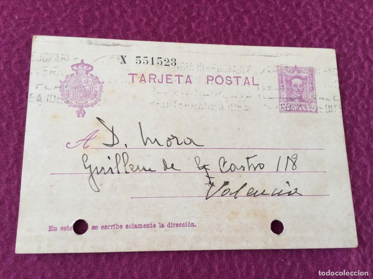 Sellos: Entero postal con firma o aut&oacute;grafo del hijo del pintor nacido en Valencia Ignacio Pinazo