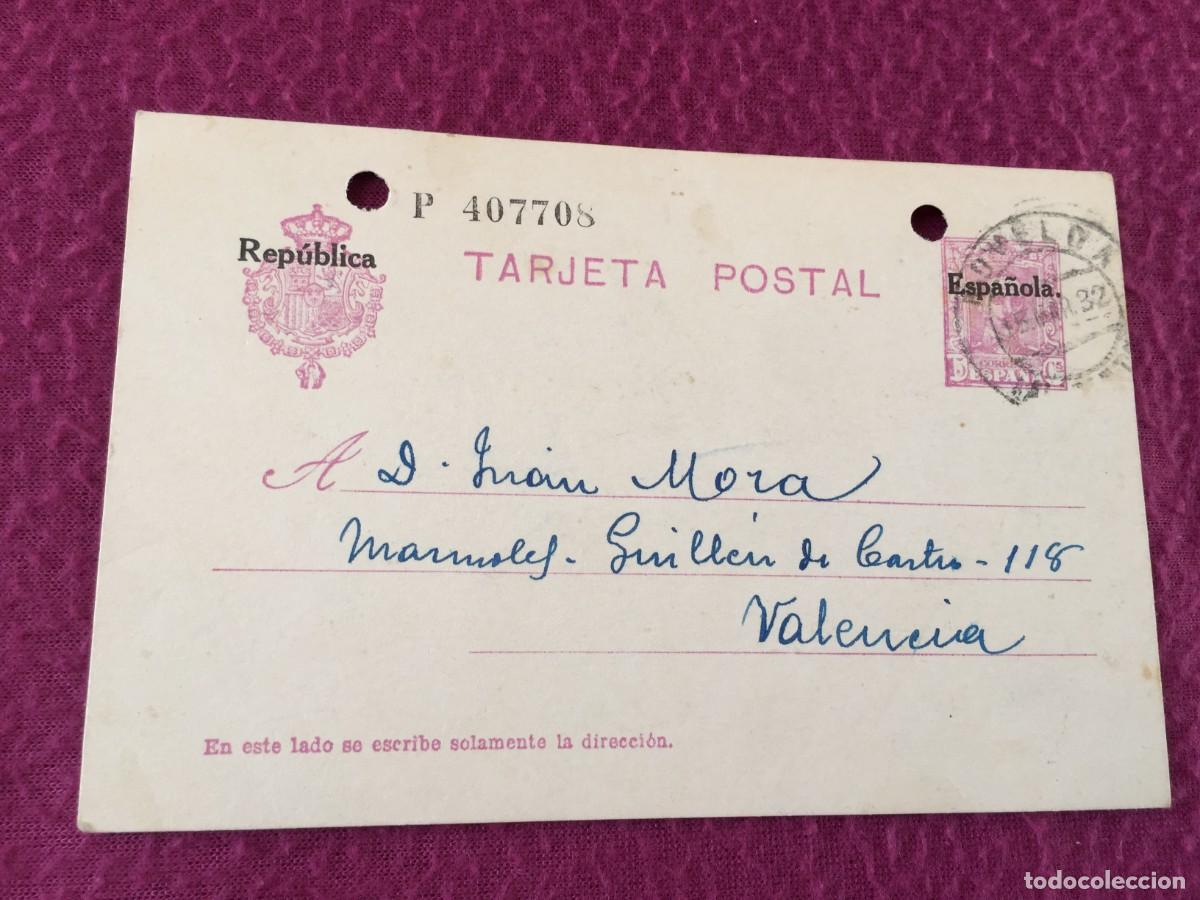 Sellos: TARJETA / ENTERO POSTAL DE 1932 DE NOVELDA A VALENCIA - REPUBLICA ESPA&Ntilde;OLA ALFONSO XIII