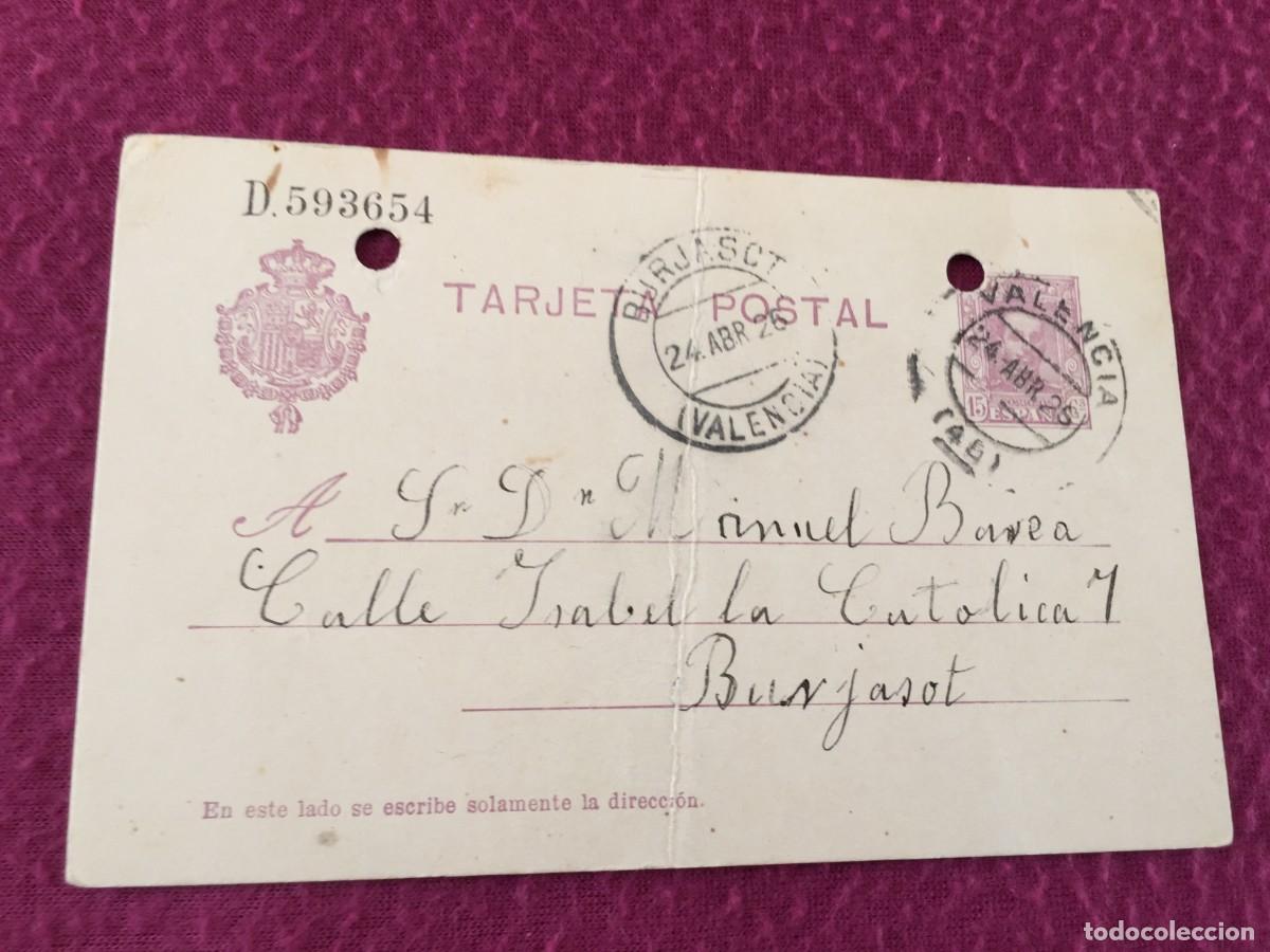 Sellos: TARJETA / ENTERO POSTAL DE 1926 DE VALENCIA A BURJASOT - ALFONSO XIII