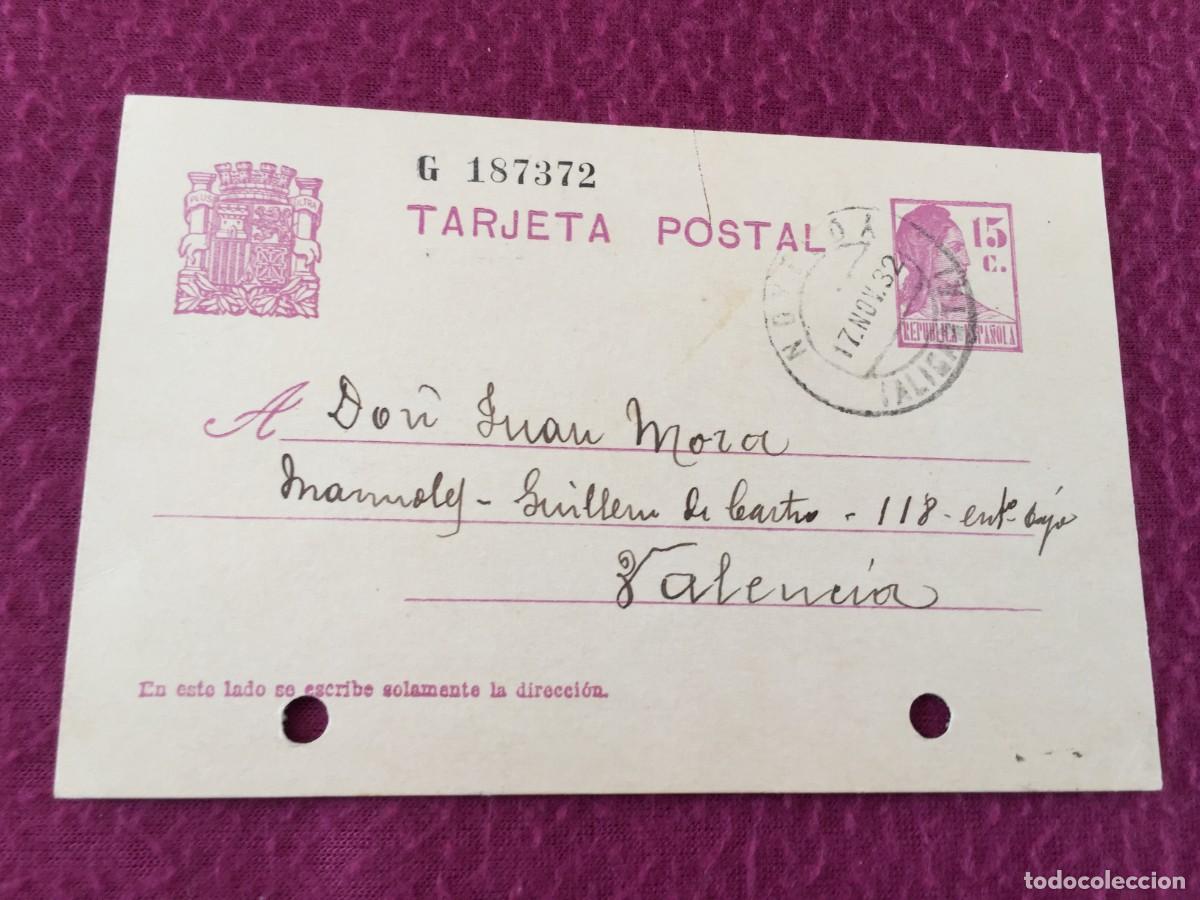 Sellos: TARJETA / ENTERO POSTAL DE 1932 DE NOVELDA A VALENCIA - REPUBLICA ESPA&Ntilde;OLA