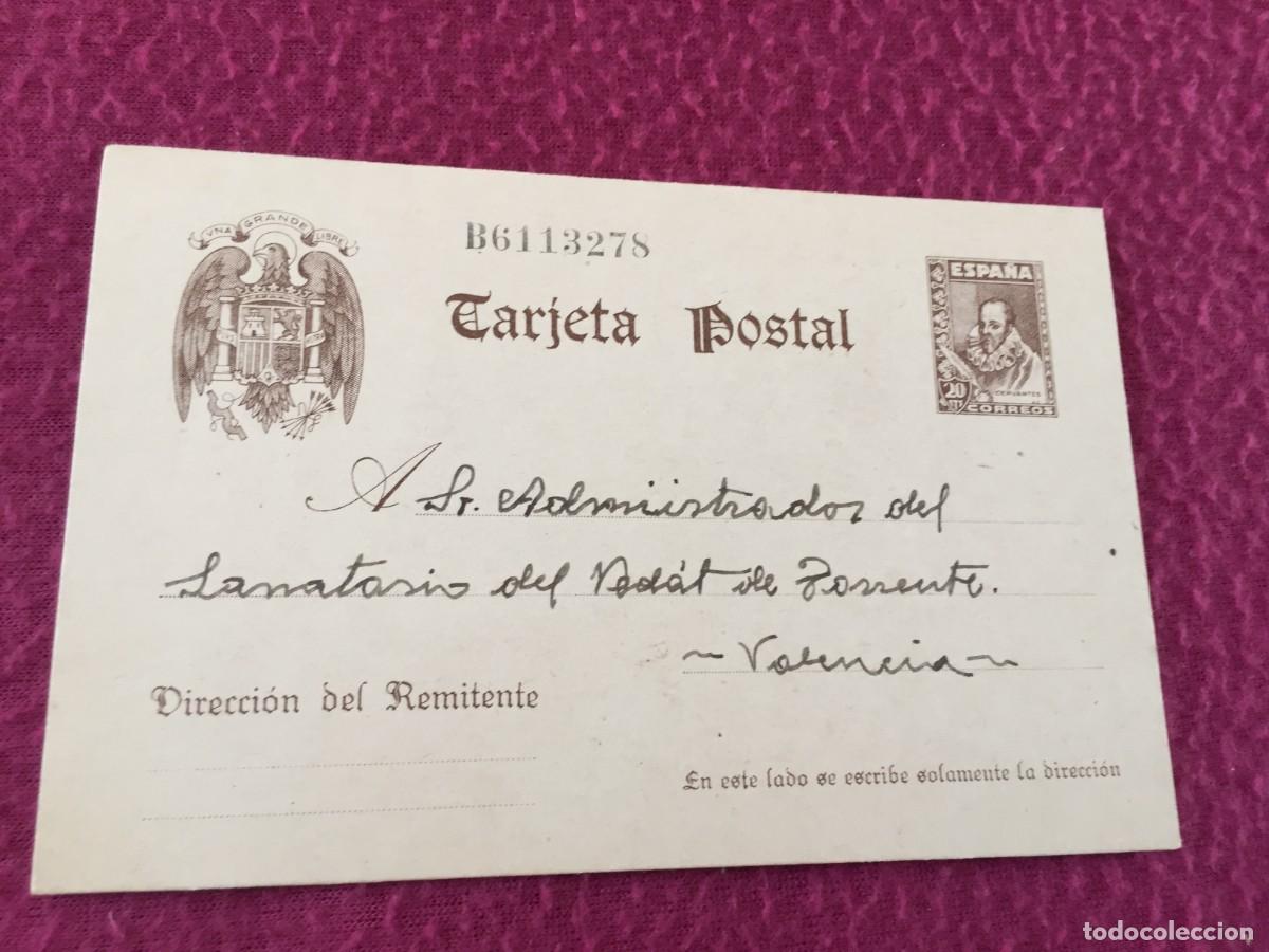 Francobolli: TARJETA / ENTERO POSTAL DE 1942 AL SANATORIO DEL VEDAT DE TORRENTE (VALENCIA)- POST GUERRA CIVIL